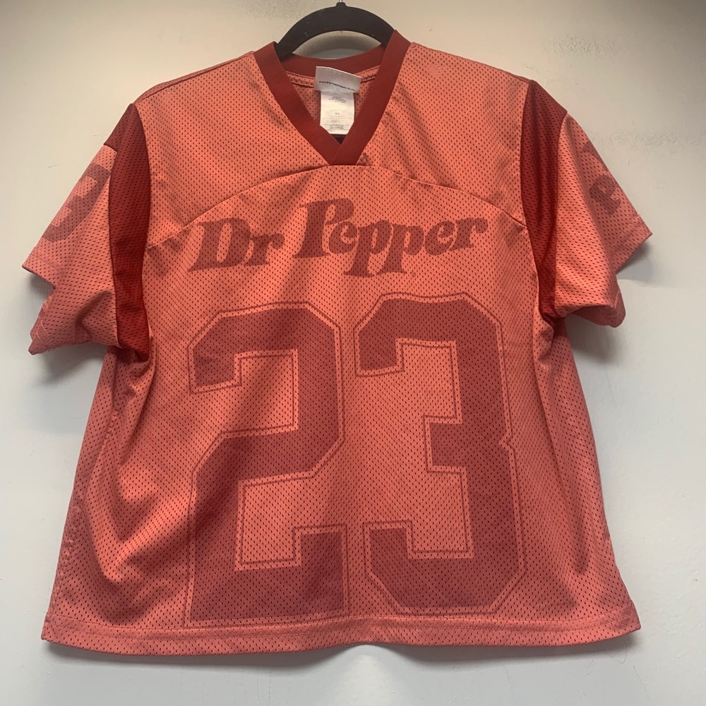 Dr Pepper Football Jersey Unisex XS Red Excellent Mesh Graphic Shirt 23 9816
